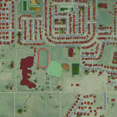 Second close-up of the map of Stansbury Park, Utah print showing more streets and buildings