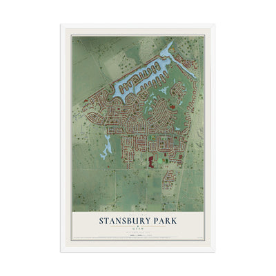 Map of Stansbury Park, Utah, 12 x 18 inch print in a white wood frame