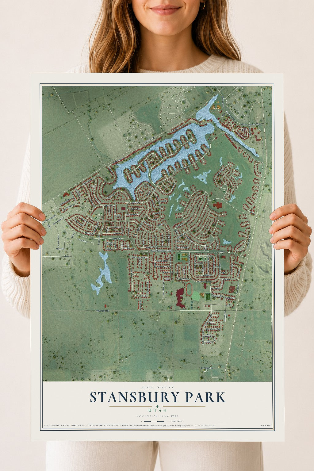 Map of Stansbury Park, Utah, 18 x 24 inch unframed archival matte print