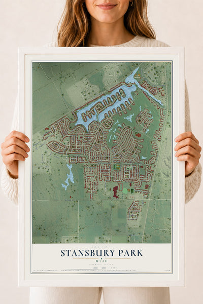 Map of Stansbury Park, Utah, 18 x 24 inch print in a white wood frame