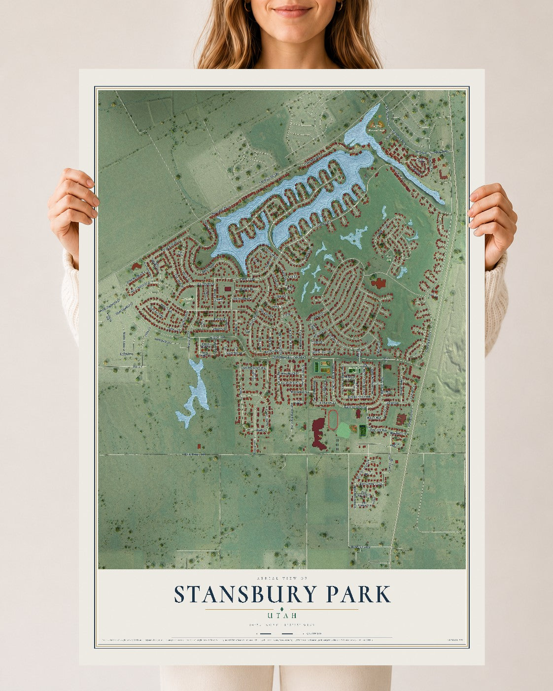 Map of Stansbury Park, Utah, 24 x 36 inch unframed archival matte print