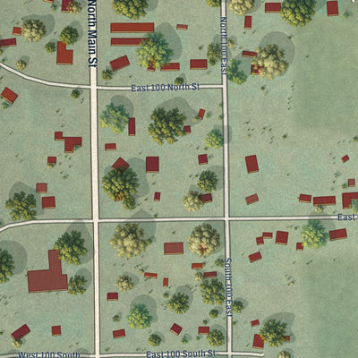 Close-up of the map of Sterling, Utah print showing street and building detail