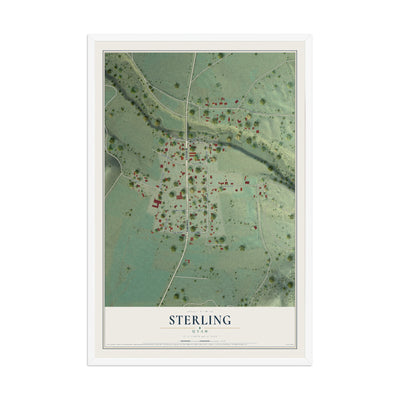 Map of Sterling, Utah, 12 x 18 inch print in a white wood frame