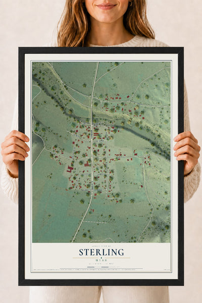Map of Sterling, Utah, 18 x 24 inch print in a black wood frame