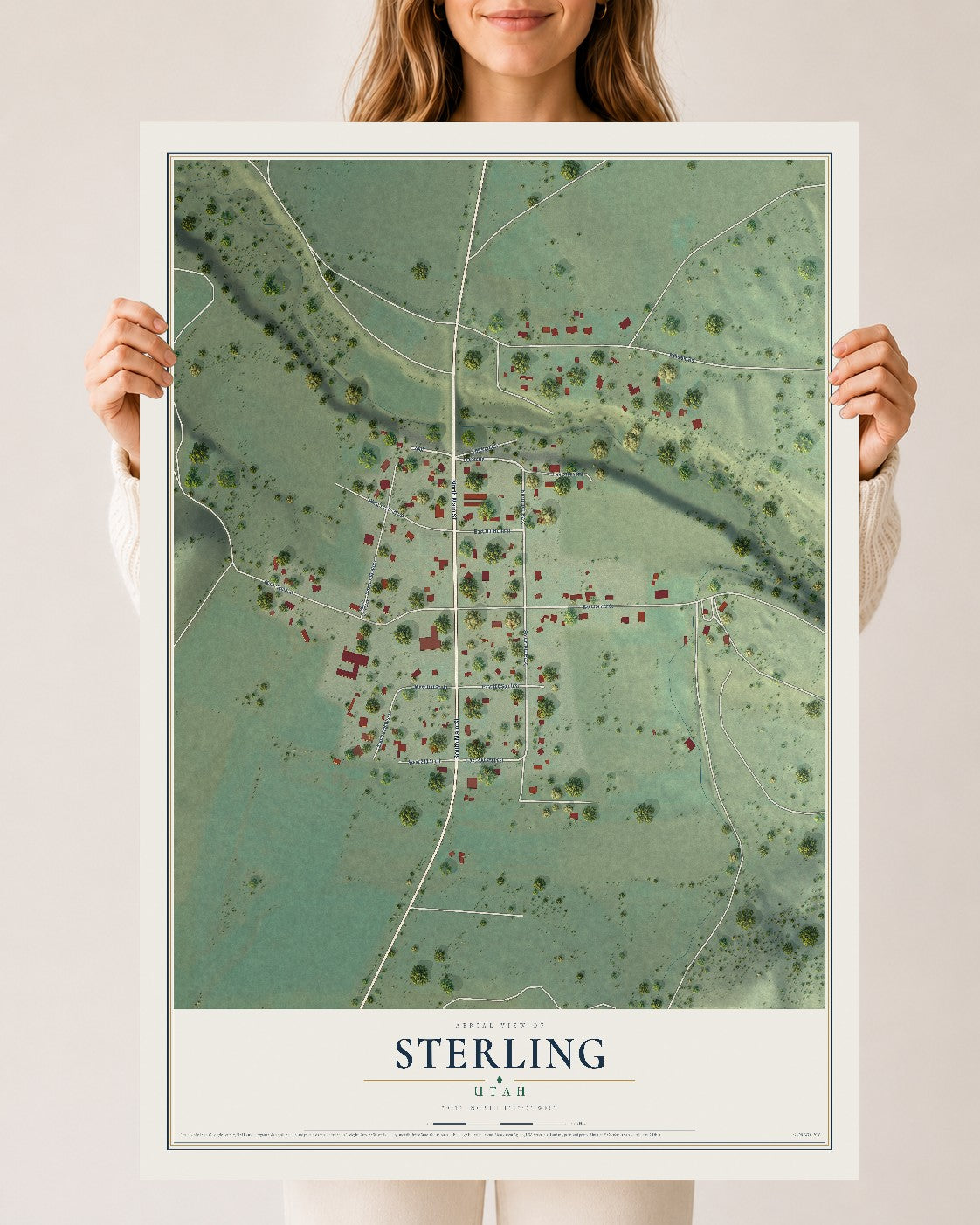Map of Sterling, Utah, 24 x 36 inch unframed archival matte print