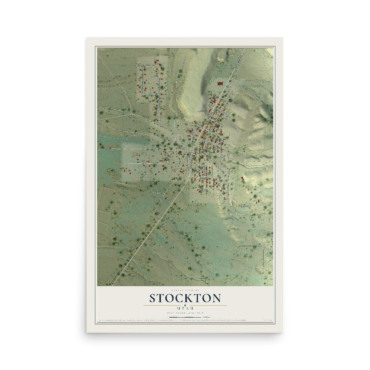 Map of Stockton, Utah, 12 x 18 inch unframed archival matte print