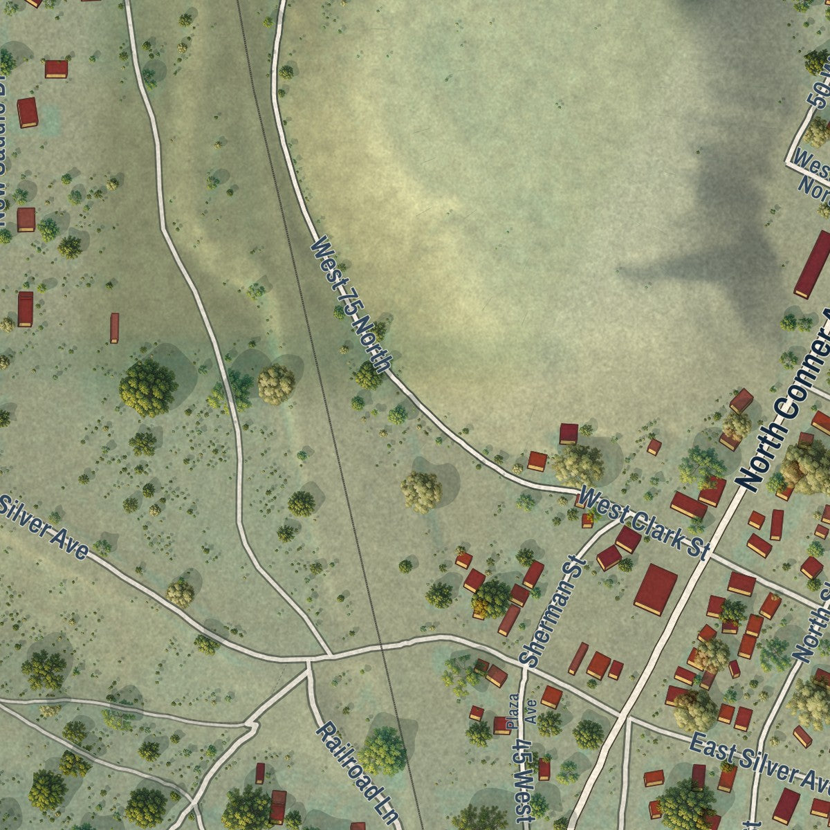 Second close-up of the map of Stockton, Utah print showing more streets and buildings