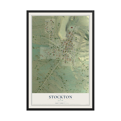 Map of Stockton, Utah, 12 x 18 inch print in a black wood frame