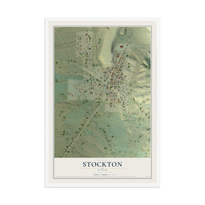 Map of Stockton, Utah, 12 x 18 inch print in a white wood frame