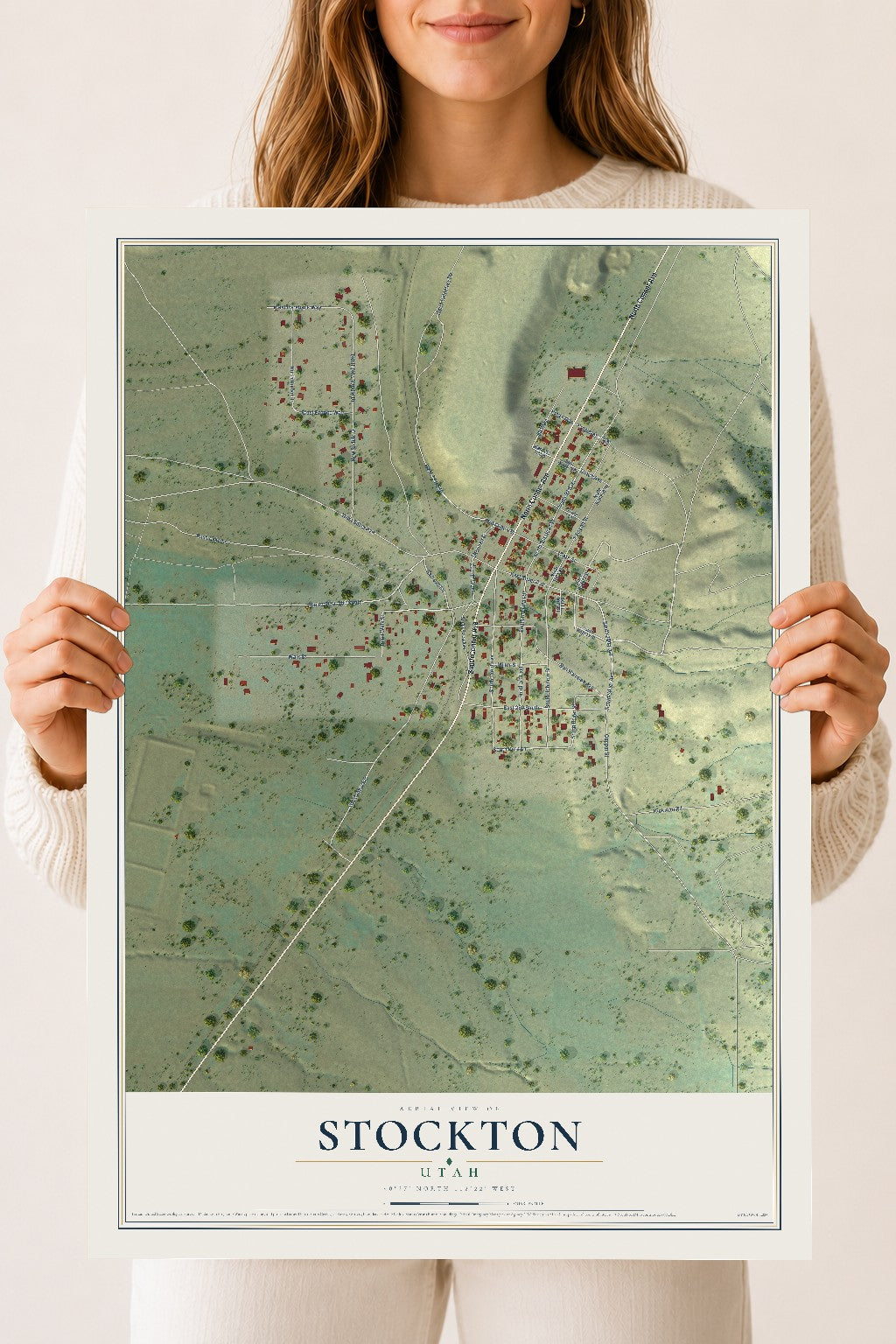 Map of Stockton, Utah, 18 x 24 inch unframed archival matte print