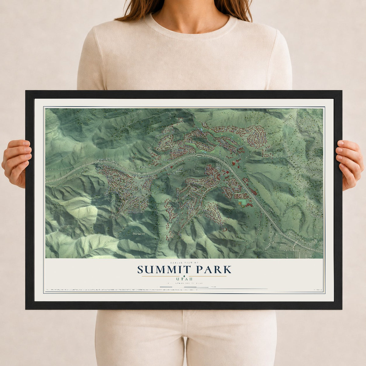 Map of Summit Park, Utah, 12 x 18 inch print in a black wood frame