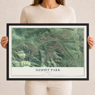 Map of Summit Park, Utah, 12 x 18 inch print in a black wood frame