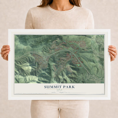 Map of Summit Park, Utah, 12 x 18 inch print in a white wood frame