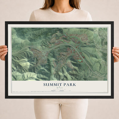 Map of Summit Park, Utah, 18 x 24 inch print in a black wood frame
