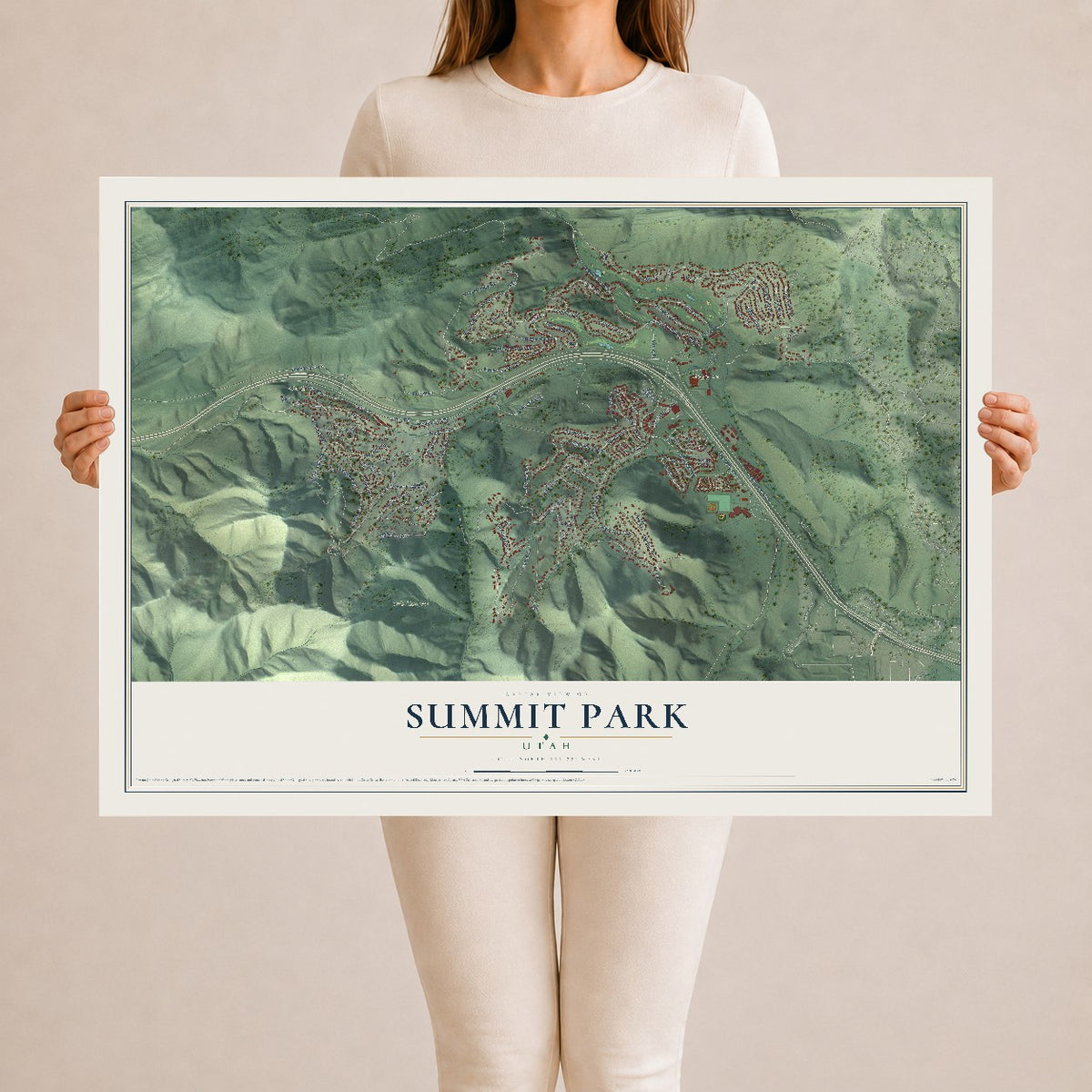 Map of Summit Park, Utah, 24 x 36 inch unframed archival matte print
