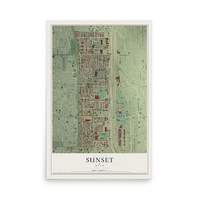 Map of Sunset, Utah, 12 x 18 inch unframed archival matte print