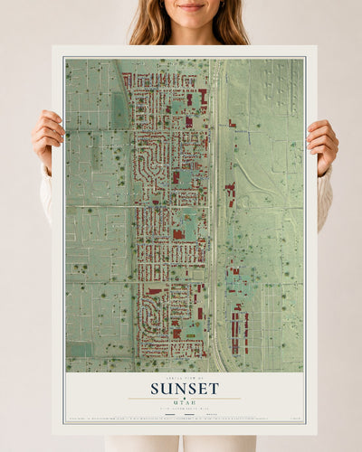 Map of Sunset, Utah, 24 x 36 inch unframed archival matte print