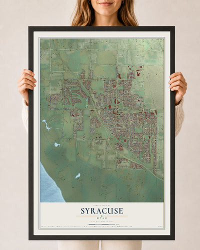 Map of Syracuse, Utah, 24 x 36 inch print in a black wood frame