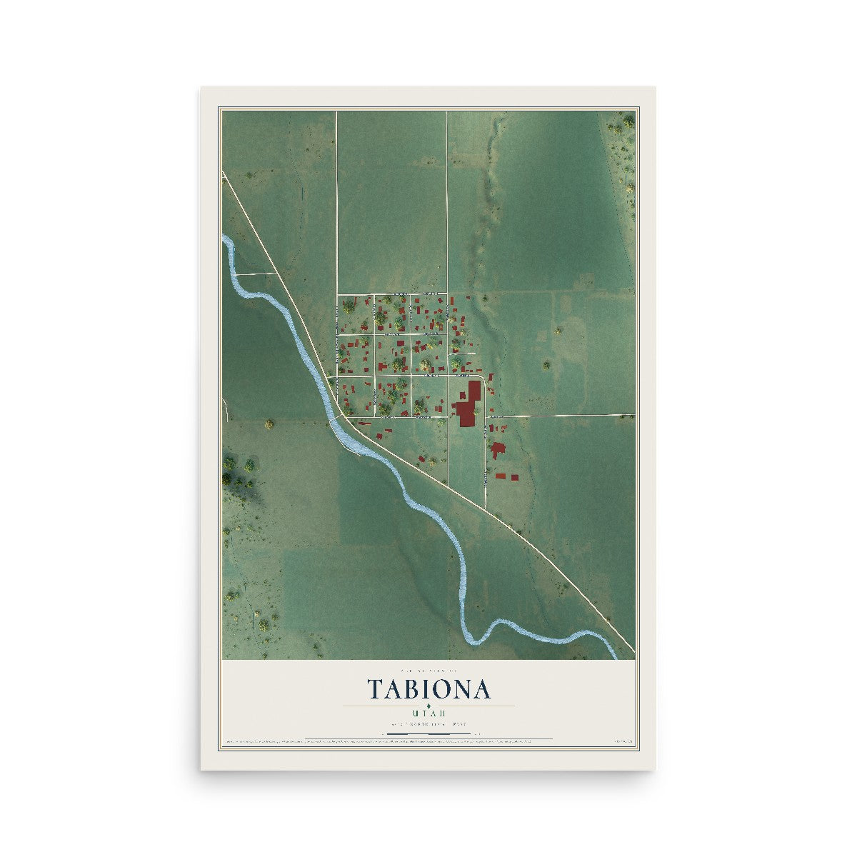 Map of Tabiona, Utah, 12 x 18 inch unframed archival matte print