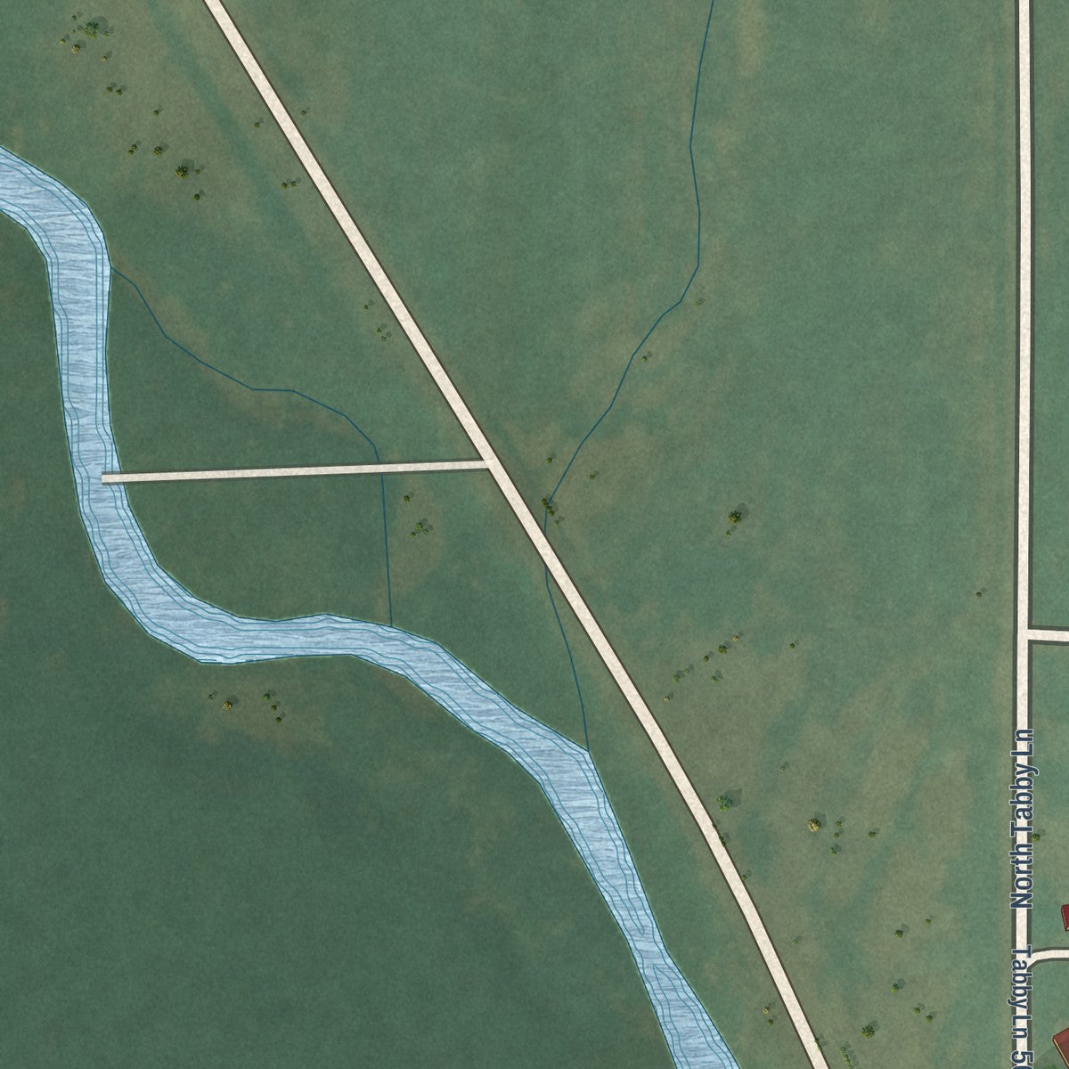 Second close-up of the map of Tabiona, Utah print showing more streets and buildings
