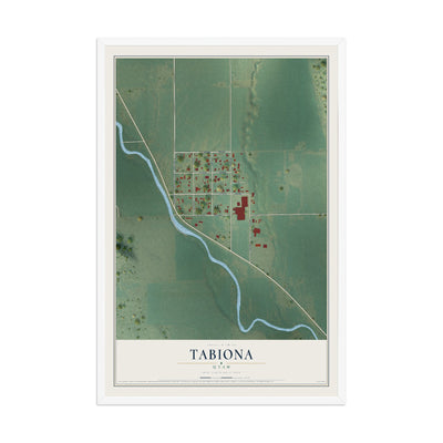 Map of Tabiona, Utah, 12 x 18 inch print in a white wood frame
