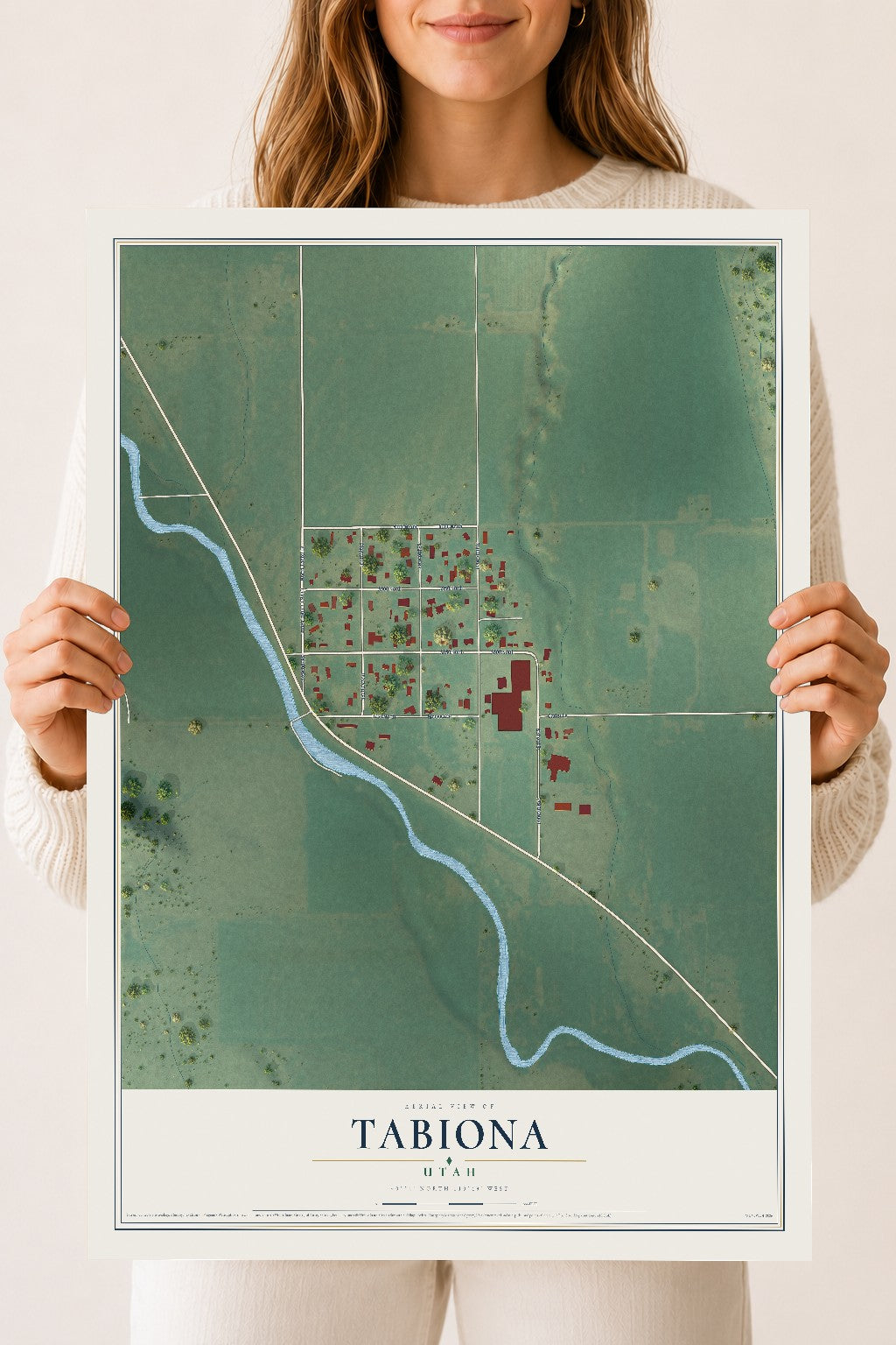 Map of Tabiona, Utah, 18 x 24 inch unframed archival matte print