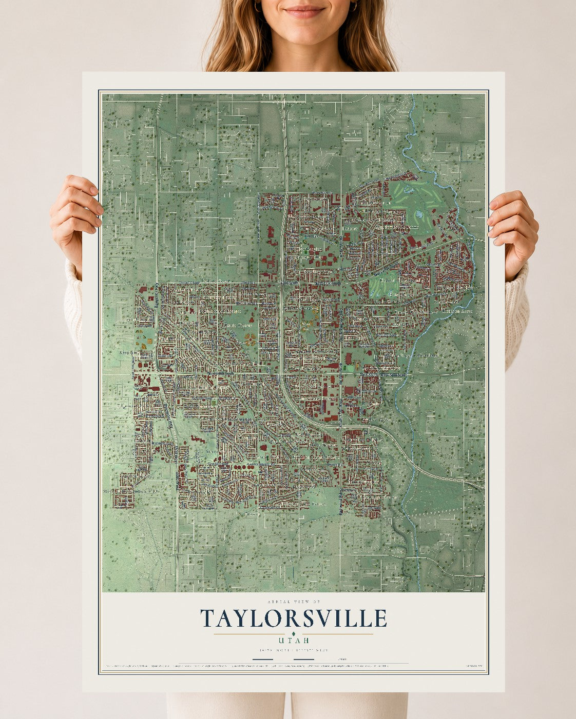 Map of Taylorsville, Utah, 24 x 36 inch unframed archival matte print