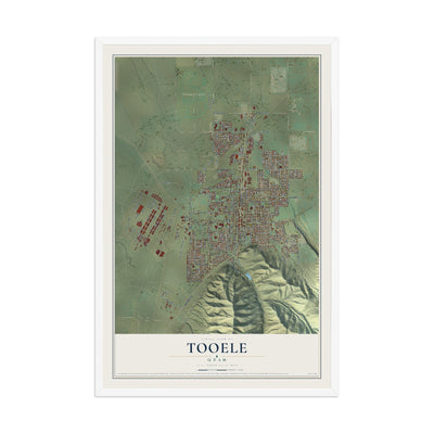 Map of Tooele, Utah, 12 x 18 inch print in a white wood frame