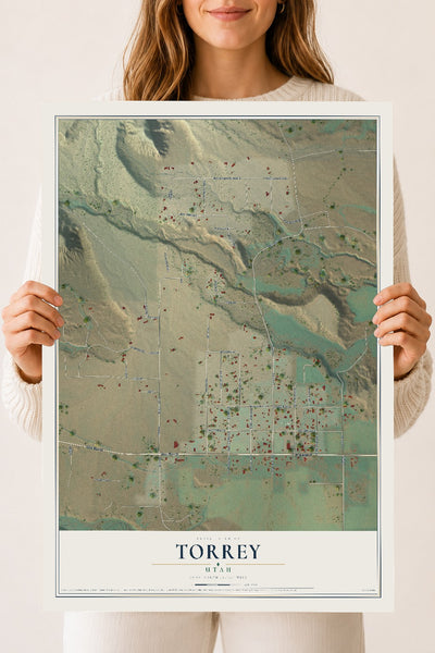 Map of Torrey, Utah, 18 x 24 inch unframed archival matte print