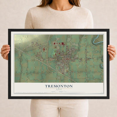 Map of Tremonton, Utah, 12 x 18 inch print in a black wood frame