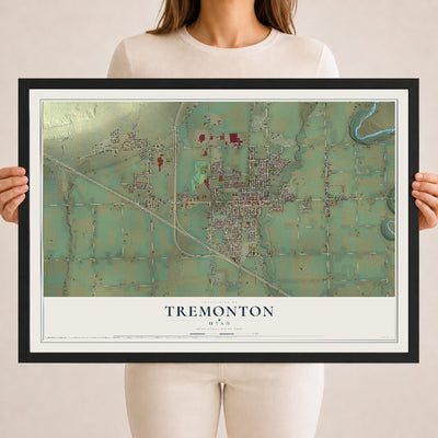 Map of Tremonton, Utah, 18 x 24 inch print in a black wood frame