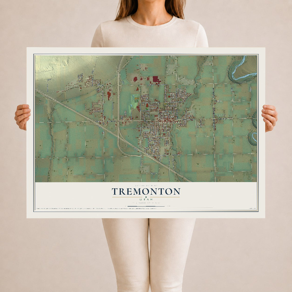 Map of Tremonton, Utah, 24 x 36 inch unframed archival matte print
