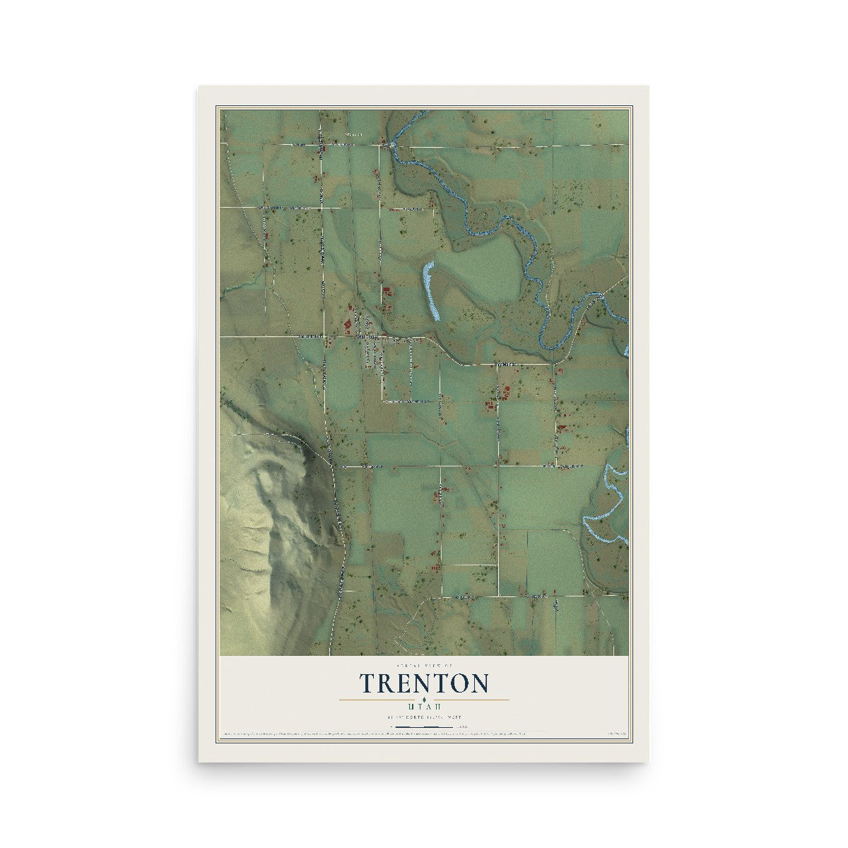 Map of Trenton, Utah, 12 x 18 inch unframed archival matte print
