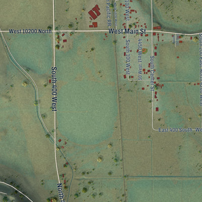 Close-up of the map of Trenton, Utah print showing street and building detail