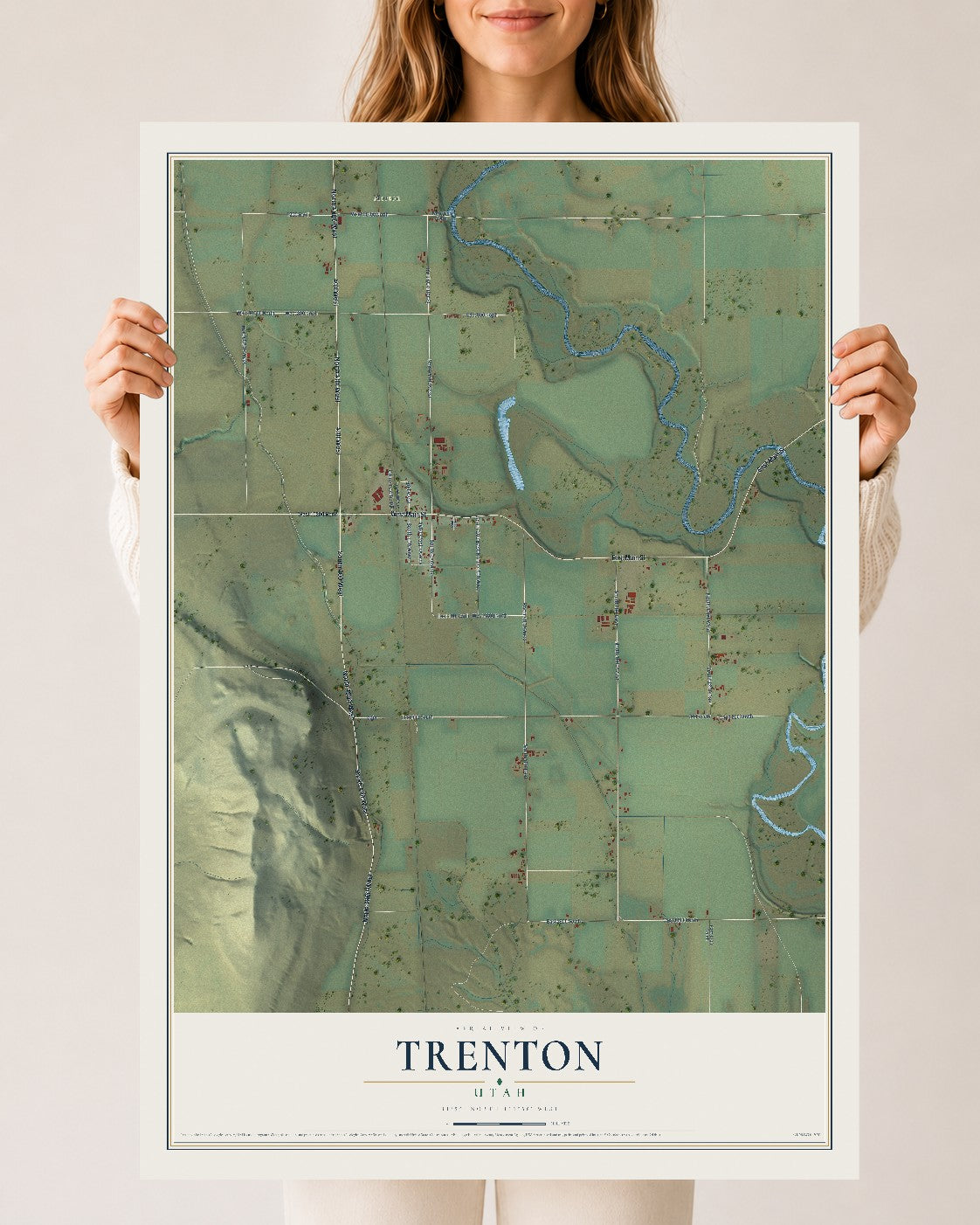 Map of Trenton, Utah, 24 x 36 inch unframed archival matte print