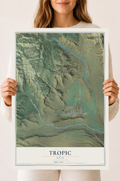 Map of Tropic, Utah, 18 x 24 inch unframed archival matte print