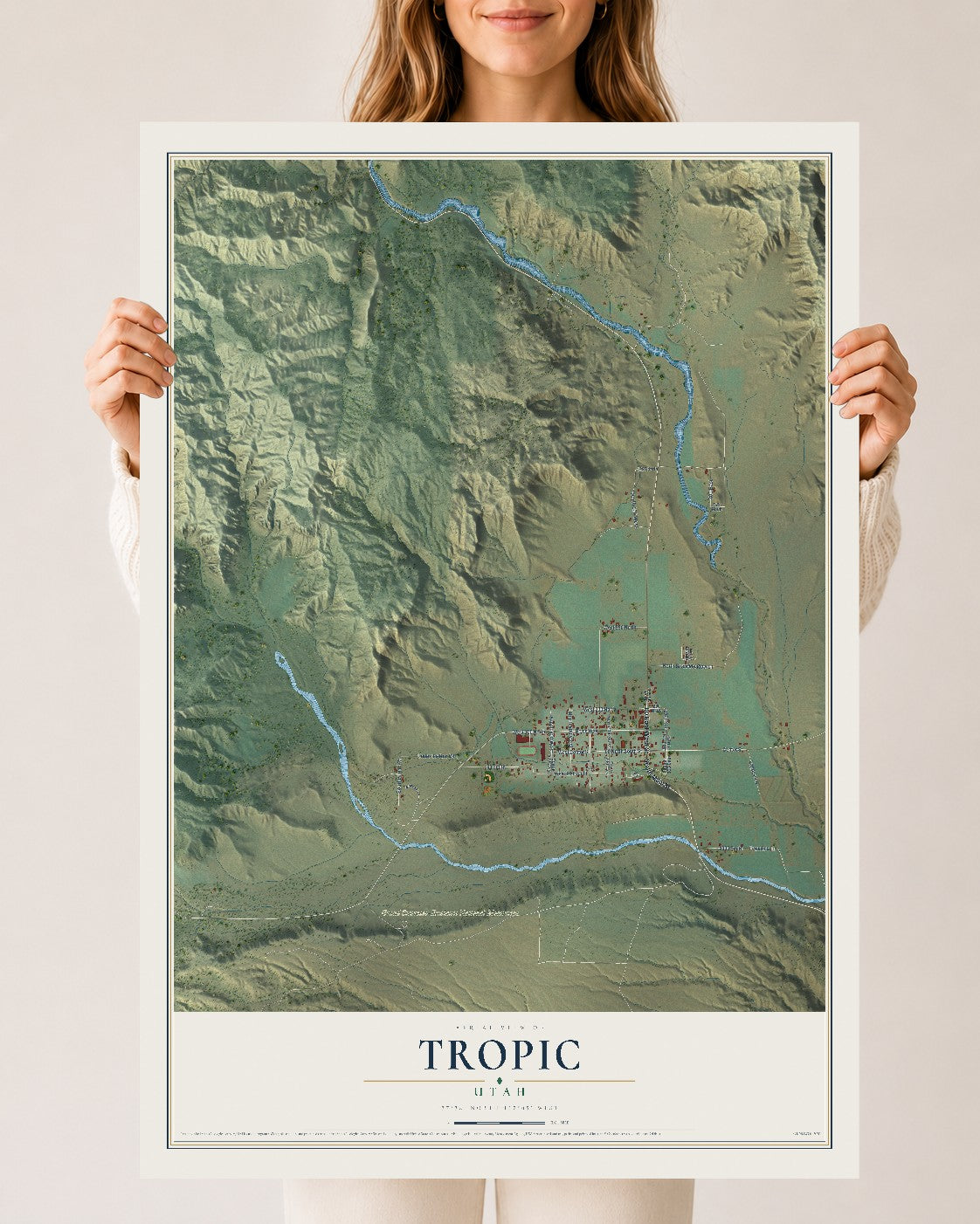 Map of Tropic, Utah, 24 x 36 inch unframed archival matte print
