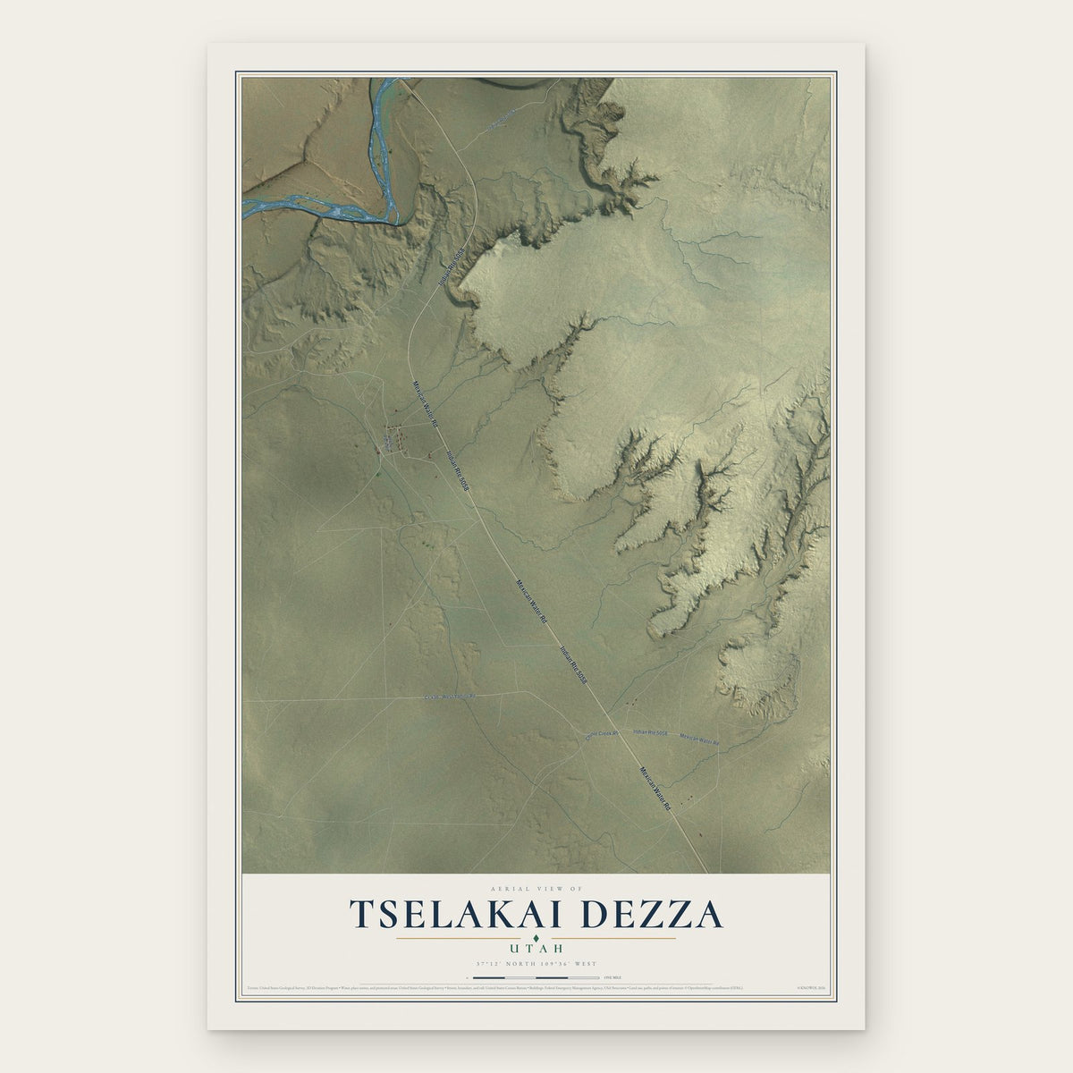 Tselakai Dezza, Utah map print, the full design