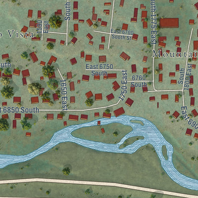 Close-up of the map of Uintah, Utah print showing street and building detail
