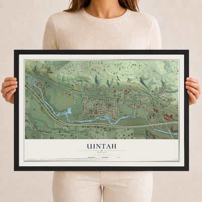 Map of Uintah, Utah, 12 x 18 inch print in a black wood frame