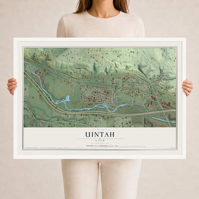 Map of Uintah, Utah, 24 x 36 inch print in a white wood frame