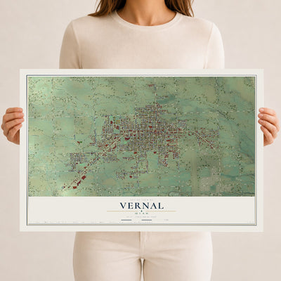 Map of Vernal, Utah, 12 x 18 inch unframed archival matte print