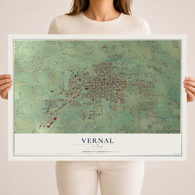Map of Vernal, Utah, 18 x 24 inch unframed archival matte print