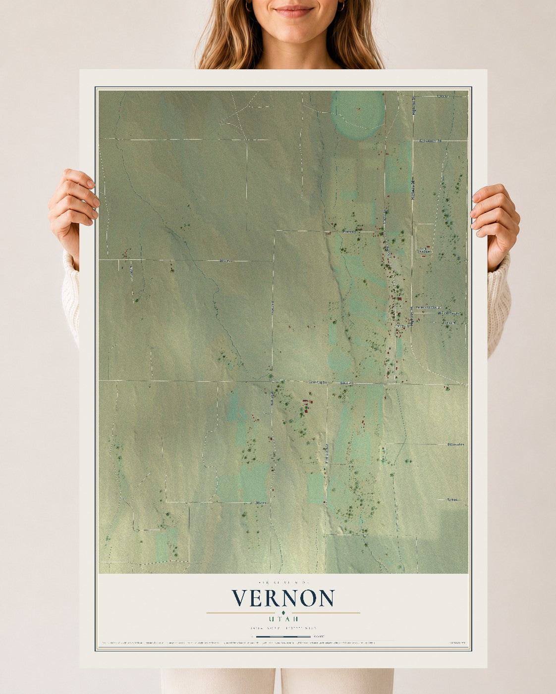 Map of Vernon, Utah, 24 x 36 inch unframed archival matte print
