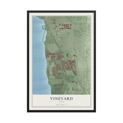 Map of Vineyard, Utah, 12 x 18 inch print in a black wood frame