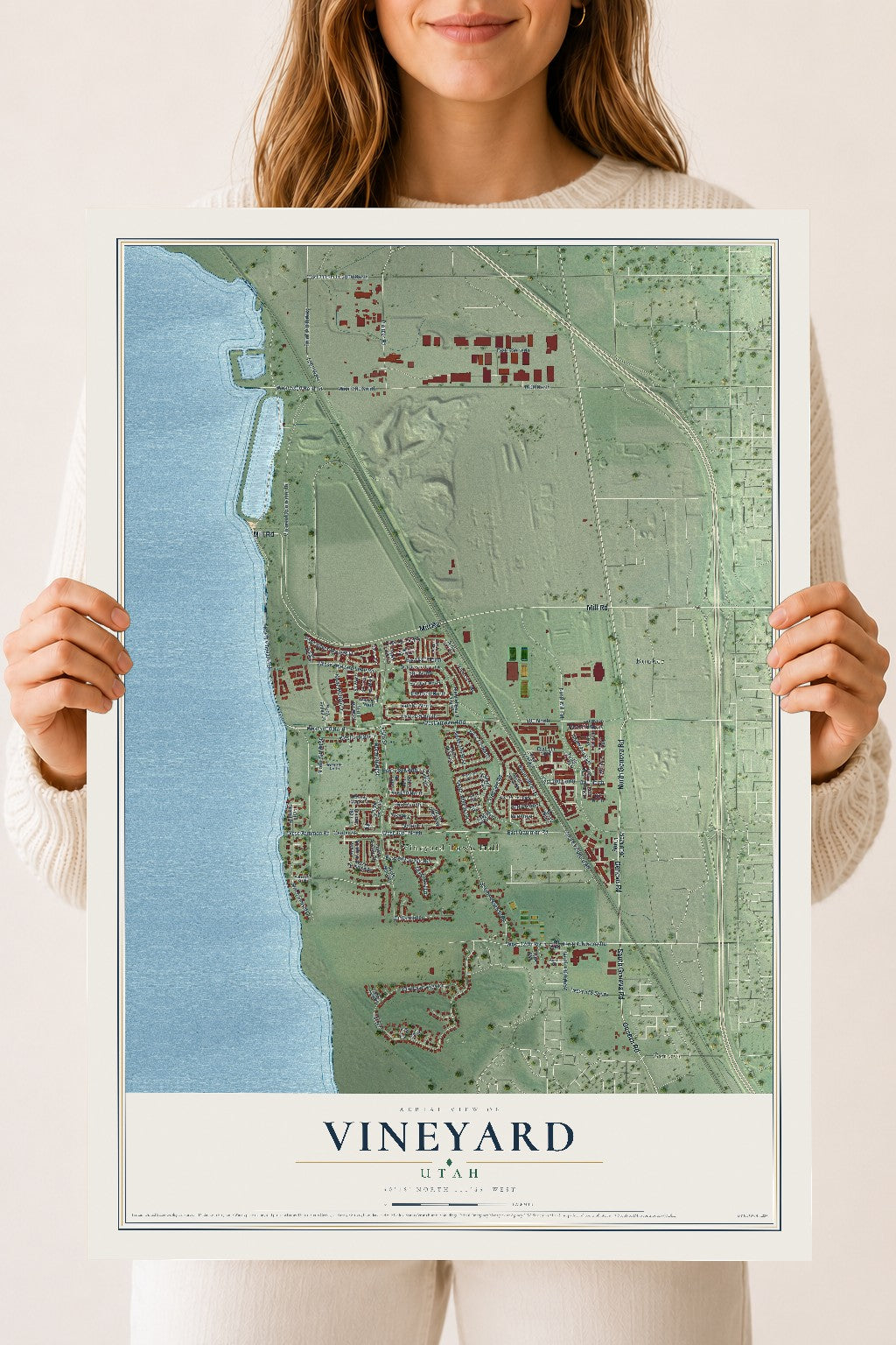 Map of Vineyard, Utah, 18 x 24 inch unframed archival matte print