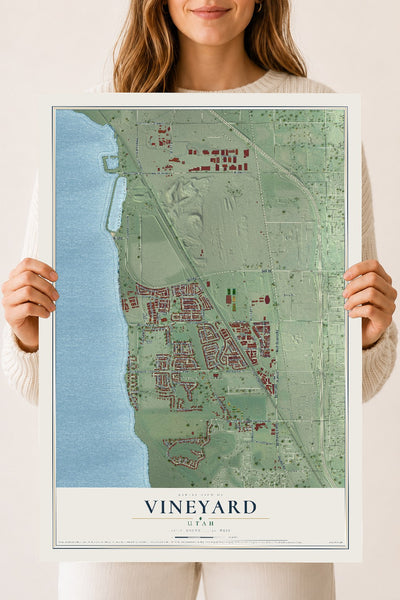 Map of Vineyard, Utah, 18 x 24 inch unframed archival matte print