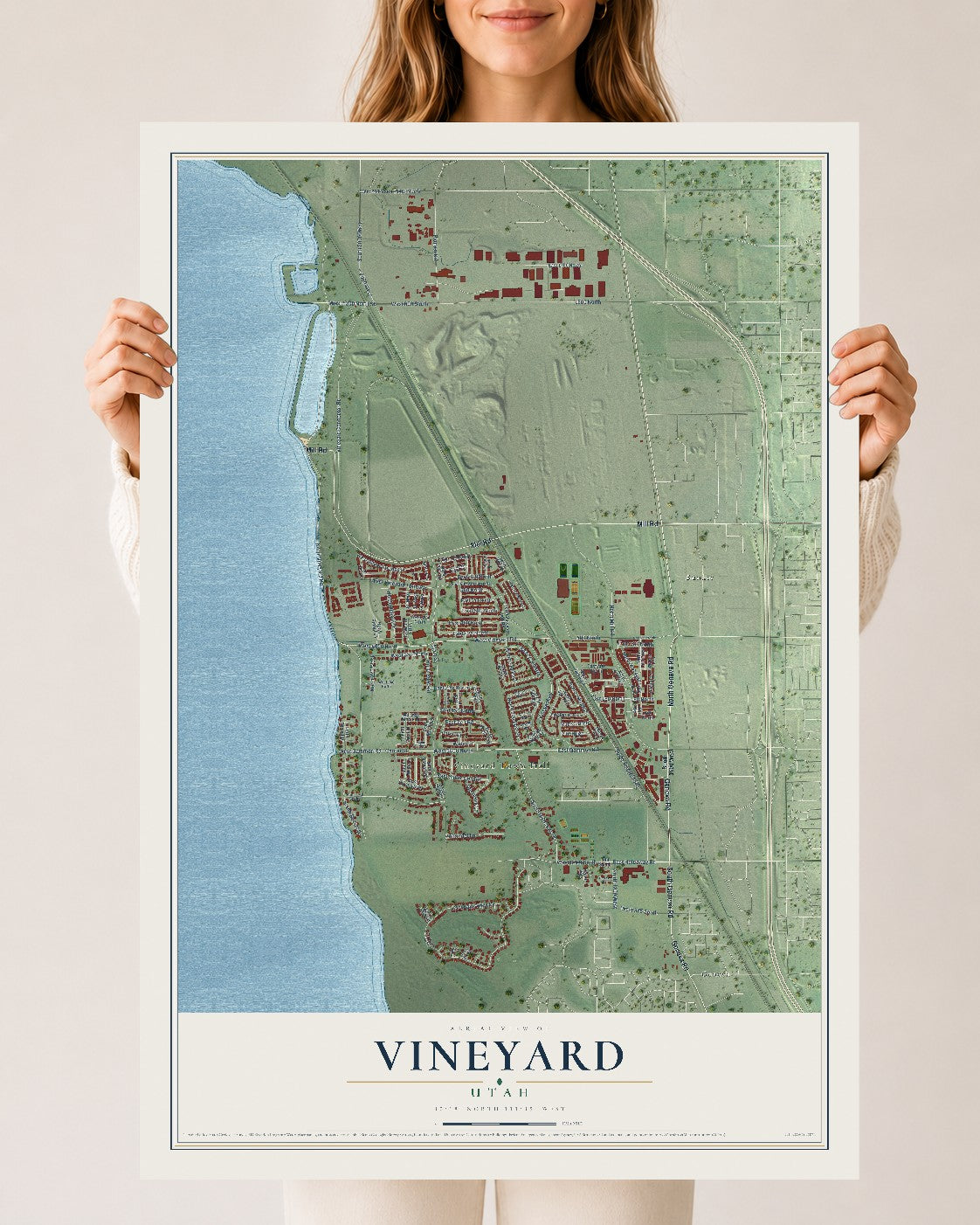 Map of Vineyard, Utah, 24 x 36 inch unframed archival matte print