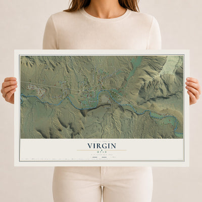 Map of Virgin, Utah, 12 x 18 inch unframed archival matte print