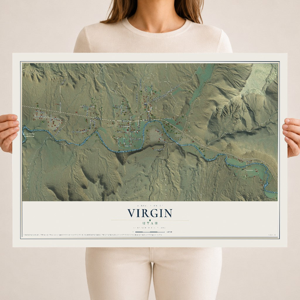 Map of Virgin, Utah, 18 x 24 inch unframed archival matte print